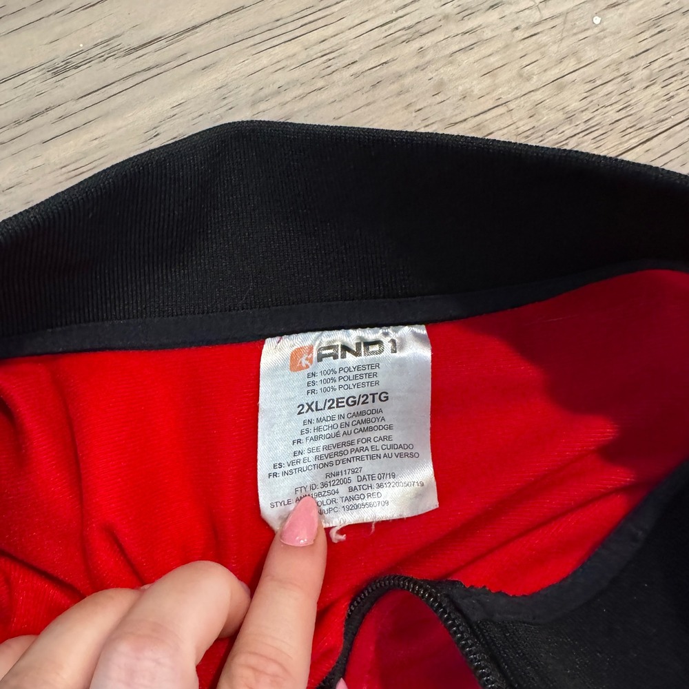 AND1 Mens 2XL Track Jacket‎ Full Zip Tango Red Black Stripe AM19BZ504 Basketball - Picture 5 of 8